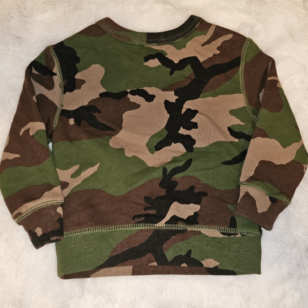 Polo Ralph Lauren Camo Sweatshirt Toddler Boys Green Brown Crew Pullover Sz 2T - Picture 3 of 9